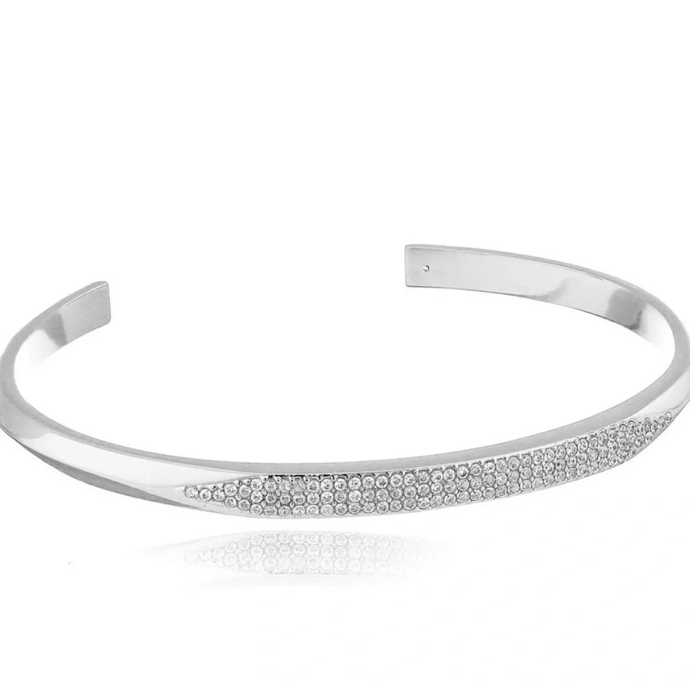 Kate Spade Silver Tone Raise The‎ Bar Cubic Zirconia Pavé Cuff Bracelet NWOT